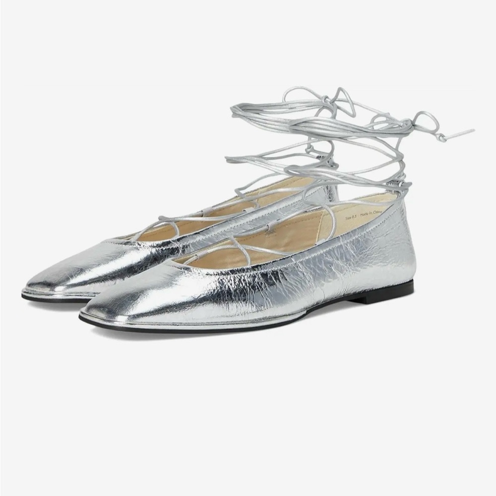 Dolce Vita Silver Ryder  Lace-Up Ballet Flats Sz 10